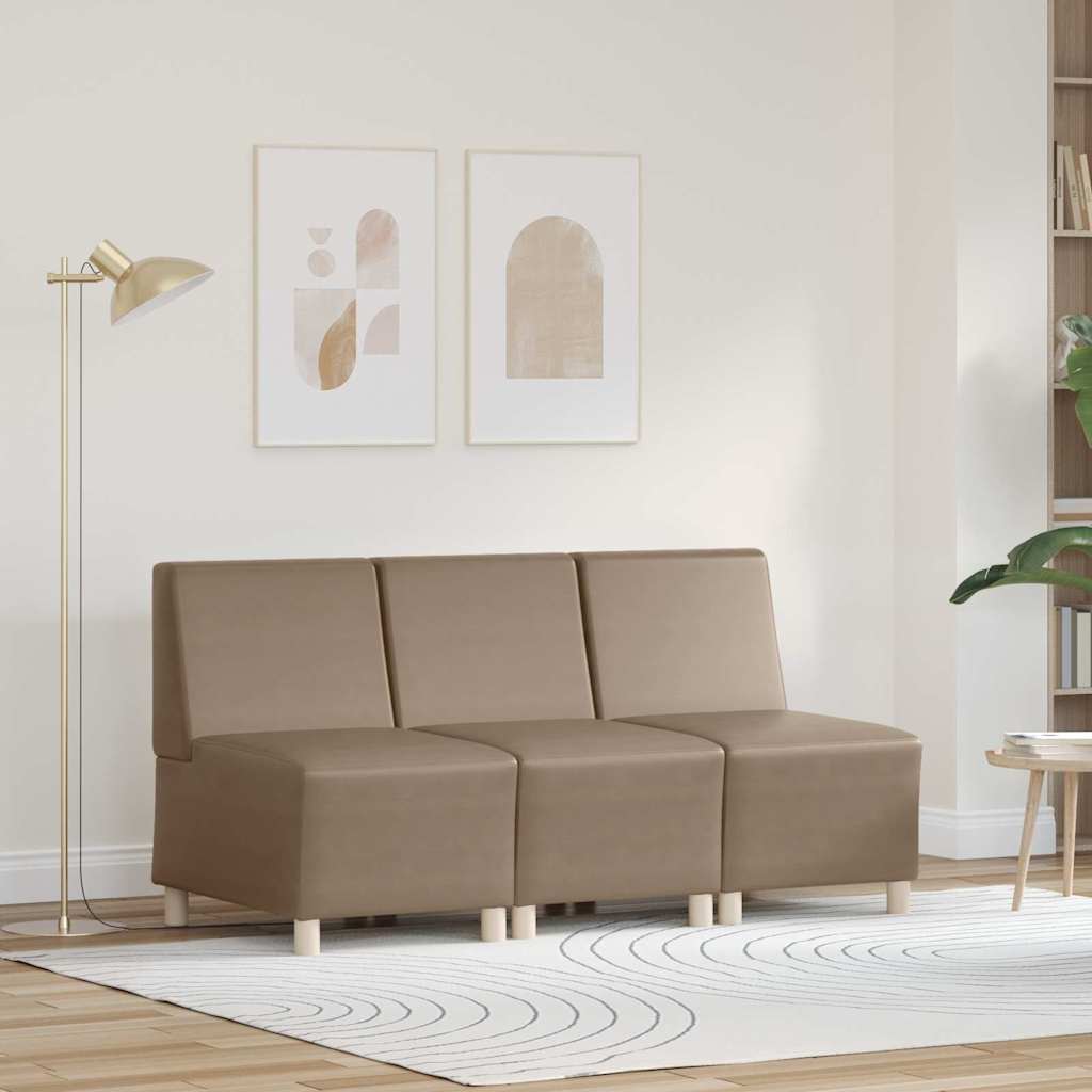 Modular Sofa Unit Armless 3 pcs Cappuccino 55 x 74 x 82 cm